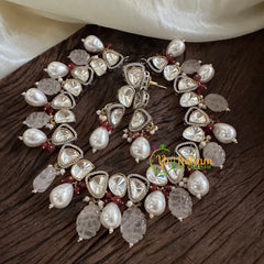 Premium Beaded Mossanite Short Neckpiece -White Bead-M016