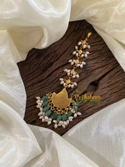 Precious Jadau Kundan Maang Tikka -Tilak-Pastel Green Bead and Pearl-J1223