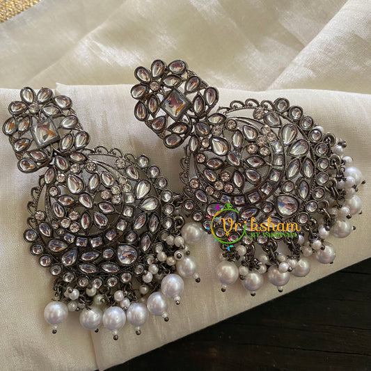 Designer German Silver Kundan Dangler 2-S326