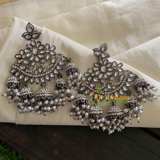 Designer German Silver Kundan Dangler 1-S323