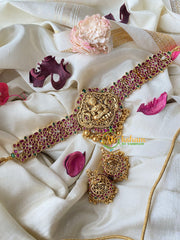 Premium Lakshmi Pendant High Neck Choker-Gold Bead-G4578