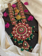 Precious Jadau Kundan haram with pendant-J186