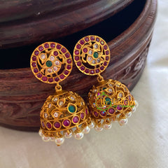 Premium AD Stone Parrot Jhumkas-g3775