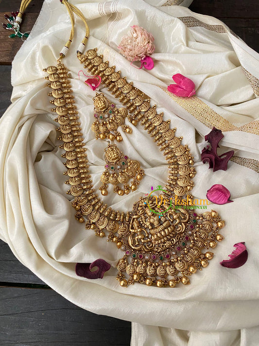 Premium Lakshmi Pendant Kaasumala Haram Long Neckpiece-G4496