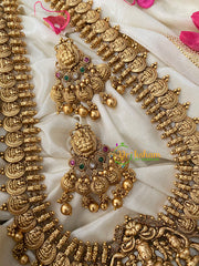 Premium Lakshmi Pendant Kaasumala Haram Long Neckpiece-G4496