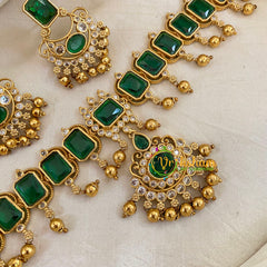 Premium Green AD Stone Choker Short Neckpiece-G10676