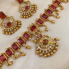 Premium Red AD Stone Choker Short Neckpiece-G10675