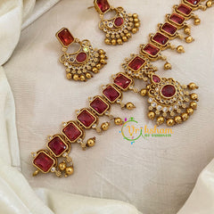 Premium Red AD Stone Choker Short Neckpiece-G10675