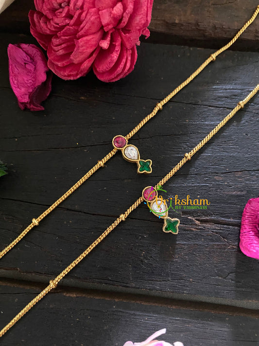 Precious Jadau Kundan Pendant Anklets -Tri color -G8993