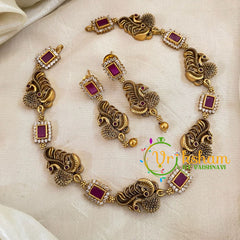 Premium Red AD Stone Short Neckpiece-G10664