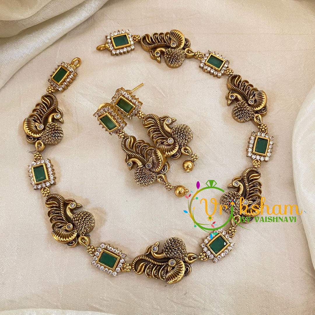 Premium Green AD Stone Short Neckpiece-G10665