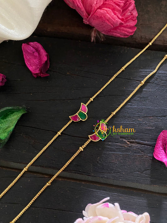 Precious Jadau Kundan Pendant Anklets -Chand-Pink Green-G8995