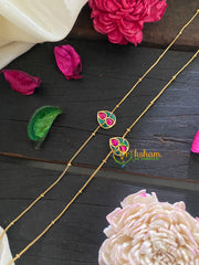 Precious Jadau Kundan Pendant Anklets-Pink Green-Tilak -G8996