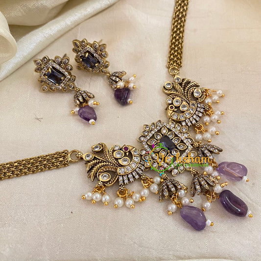 Premium Purple AD Stone Choker Short Neckpiece-G10671