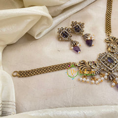 Premium Purple AD Stone Choker Short Neckpiece-G10671