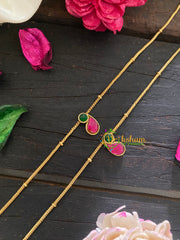 Precious Jadau Kundan Pendant Anklets -Paisley Pink Green -G8998