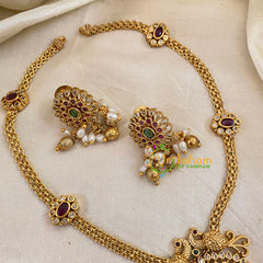 Addigai Gold Pendant Short Neckpiece-Gold bead and Pearl-G10649