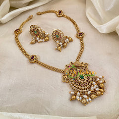 Addigai Gold Pendant Short Neckpiece-Gold bead and Pearl-G10649