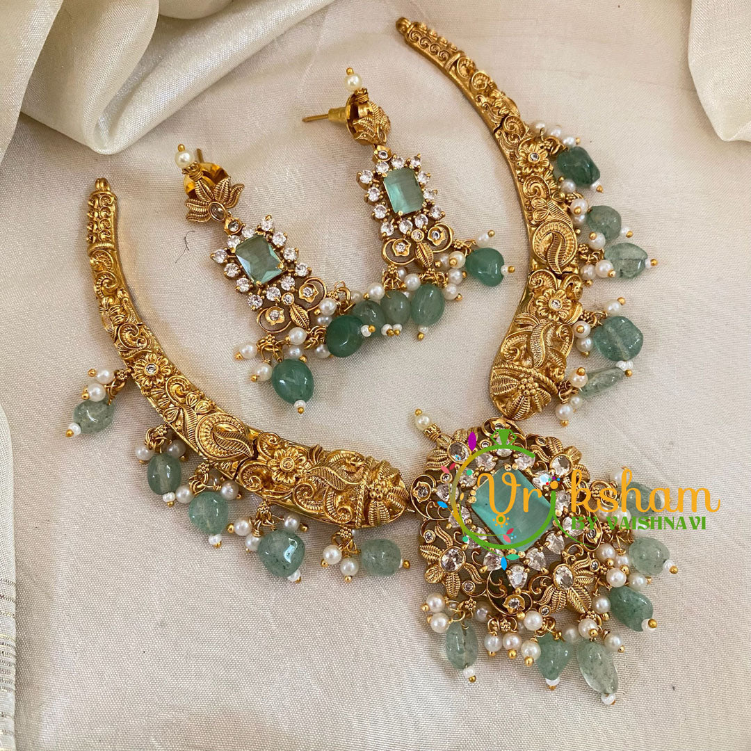 Premium Pastel Green AD Stone Hasli Choker Neckpiece-G10669