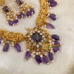 Premium Purple AD Stone Choker Short Neckpiece-G10668