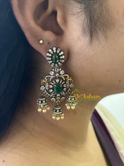 3 Layered Victorian Diamond Neckpiece-Green-VV156