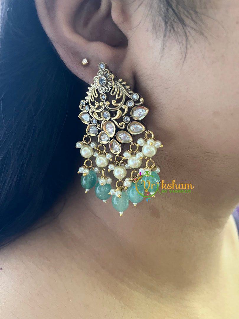 Aqua Green Bead Victorian Diamond Vishnu Neckpiece-VV077