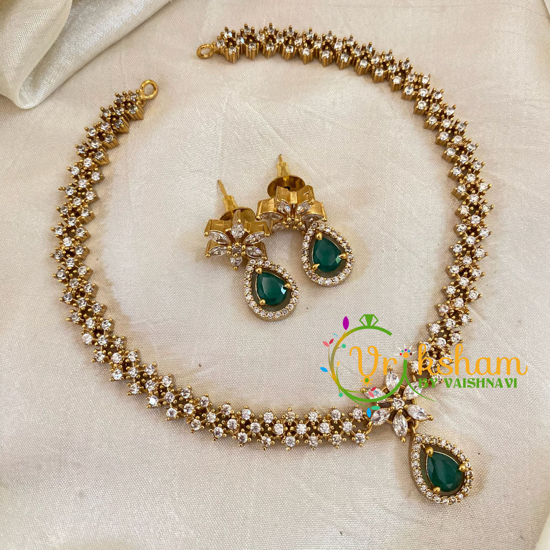 Premium Green AD Stone Short Neckpiece-G10651