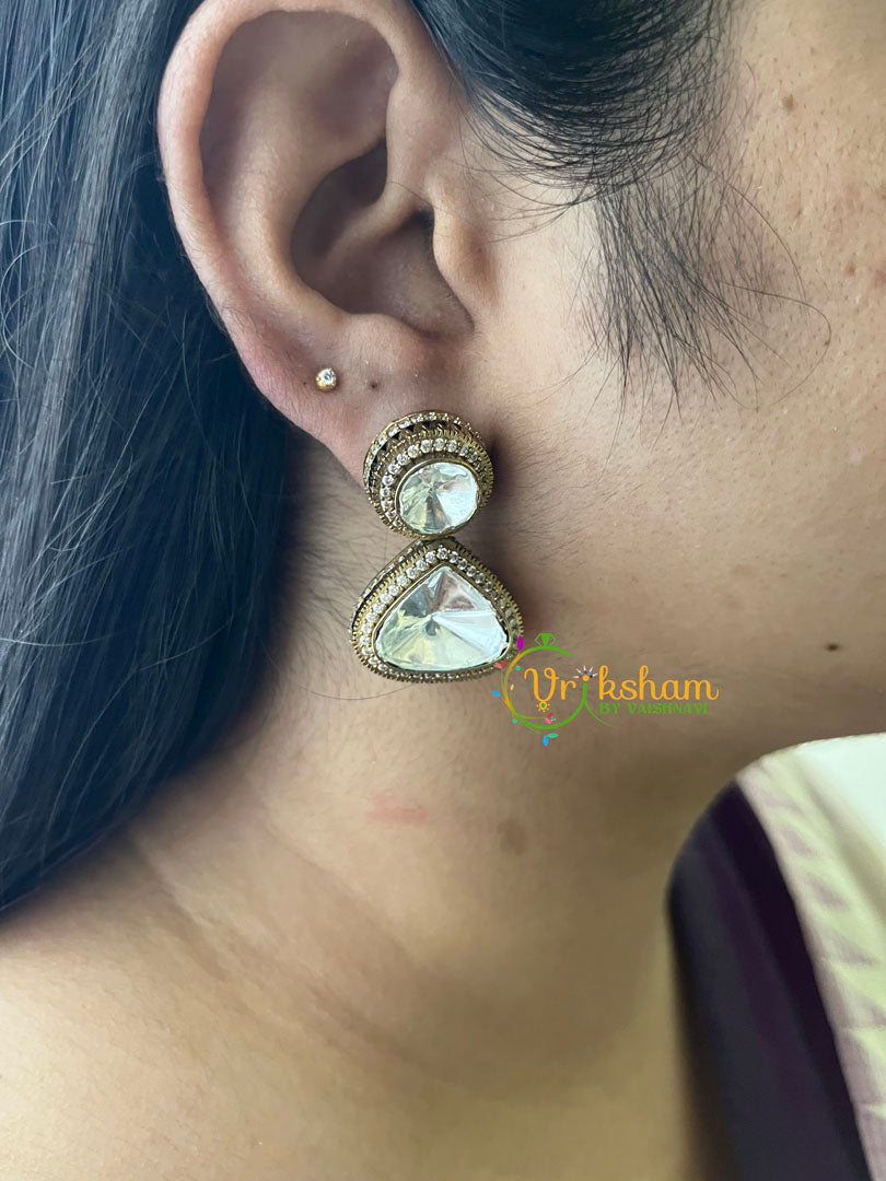 Premium White Victorian Diamond Drop Earrings -VV089