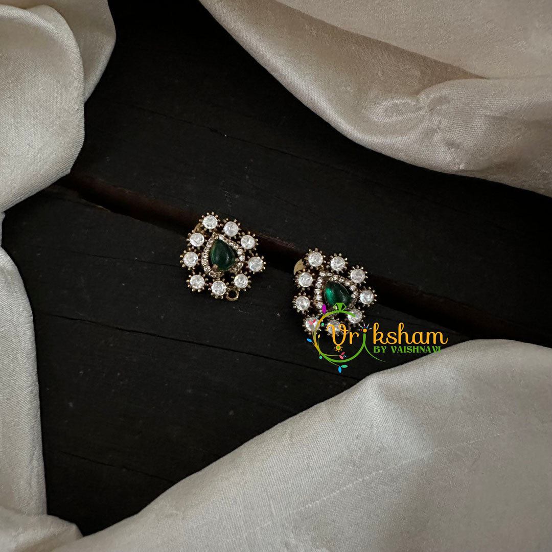 Green Daily Wear Victorian Diamond Studs -VV826