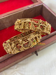 Antique Gold Bridal Openable Kada Bangles-Bride Procession Bangles-G7856