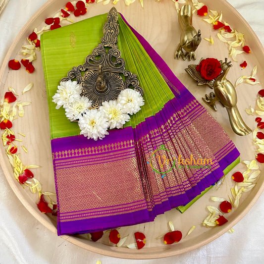 Parrot Green Thiribhuvanam Silk Saree -Pure Silk  -VS1280