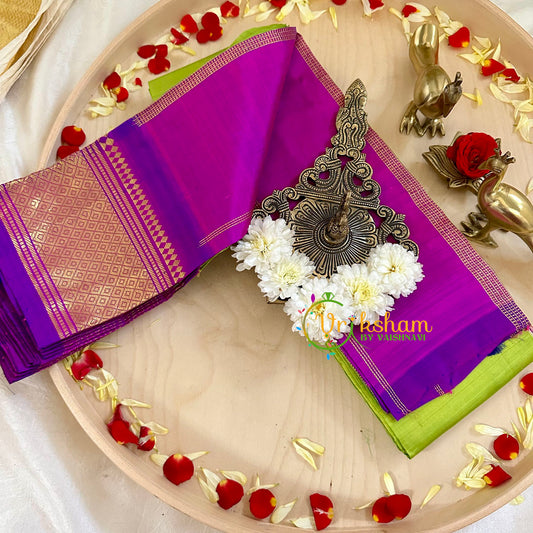 Parrot Green Thiribhuvanam Silk Saree -Pure Silk  -VS1280