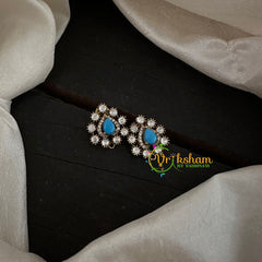 Blue Daily Wear Victorian Diamond Studs -VV828