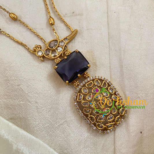 Premium Purple AD Stone Pendant Chain Neckpiece -Geometric -G10698