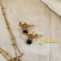Premium Blue AD Stone Pendant Chain Neckpiece -Geometric -G10699