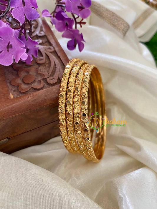 Gold Look Alike Daily Wear Bangles-Hearts-G2900