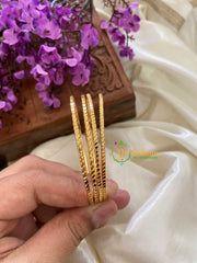 Gold Look Alike Daily Wear Bangles- Cross Cut-G2903