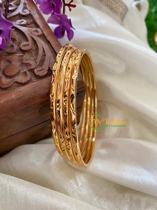 Gold Look Alike Embossed Daily Wear Bangles -G2905