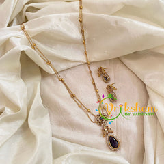 Premium Purple AD Stone Pendant Chain Neckpiece -Tilak -G10703