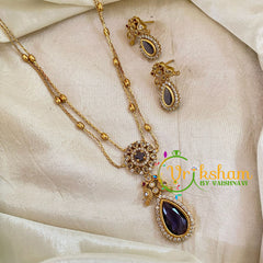 Premium Purple AD Stone Pendant Chain Neckpiece -Tilak -G10703