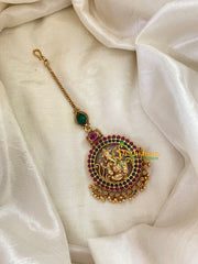 Premium Temple Ganesh Maang Tikka-Ghungroo -G8073