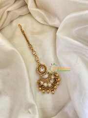White AD Stone Maang Tikka -G8080