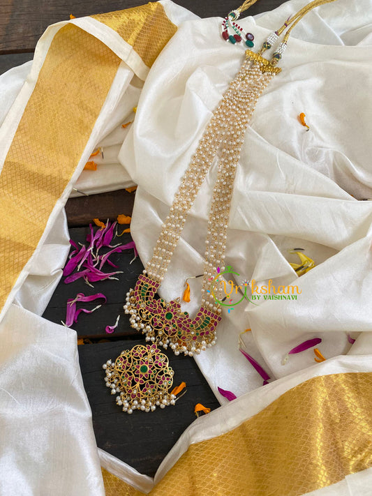 Precious Jadau Kundan Pendant Rani Har Pearl Malai-J565