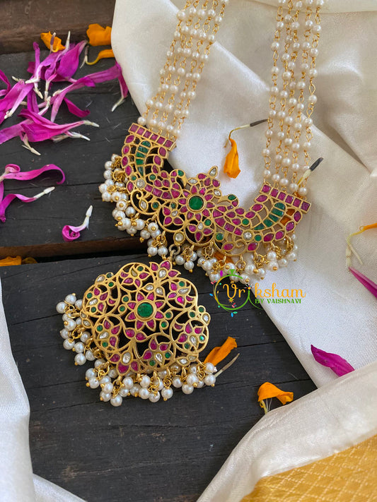 Precious Jadau Kundan Pendant Rani Har Pearl Malai-J565