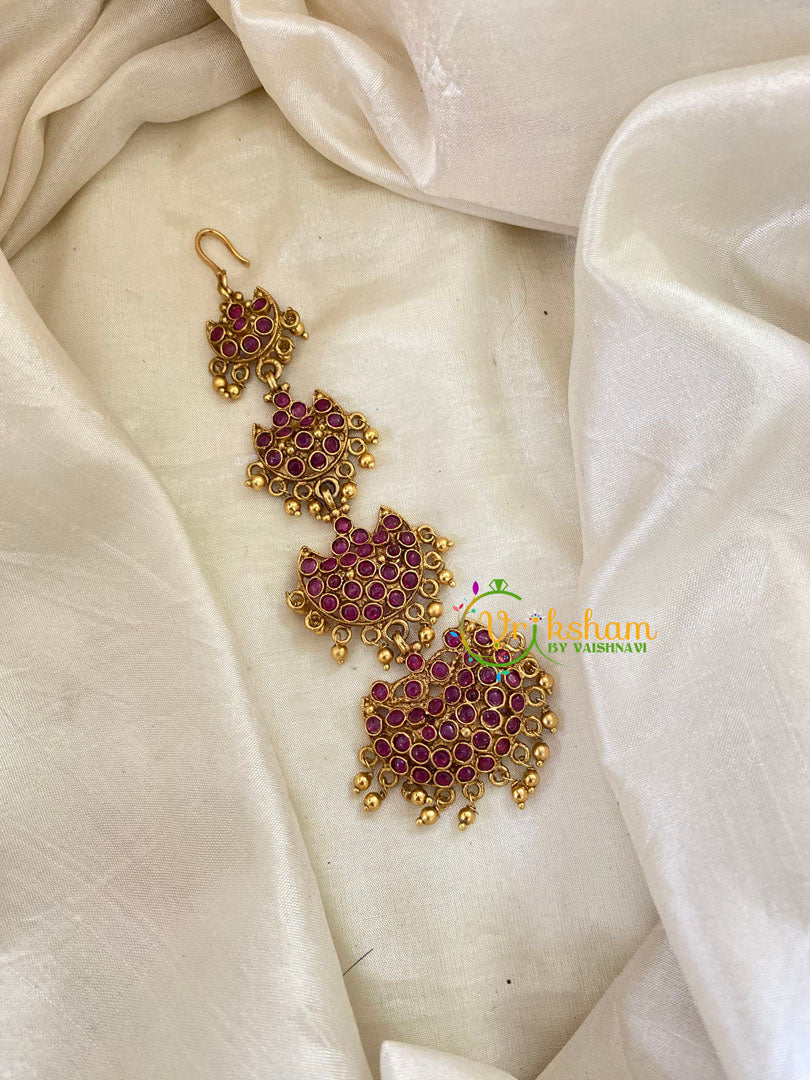 Traditional Kemp Maang Tikka-Red -G8091