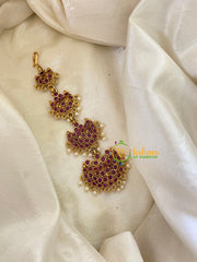Traditional Kemp Maang Tikka-Red -Pearl -G8122