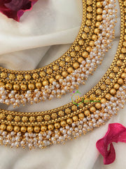 Gold Look Alike Bridal Anklets-Cluster Pearl-G4655