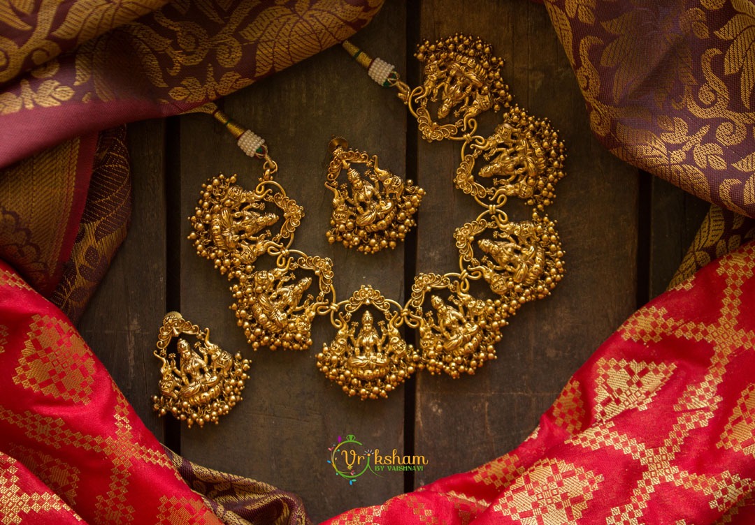 Saptha Lakshmi Neckpiece - Golden Beads-G220