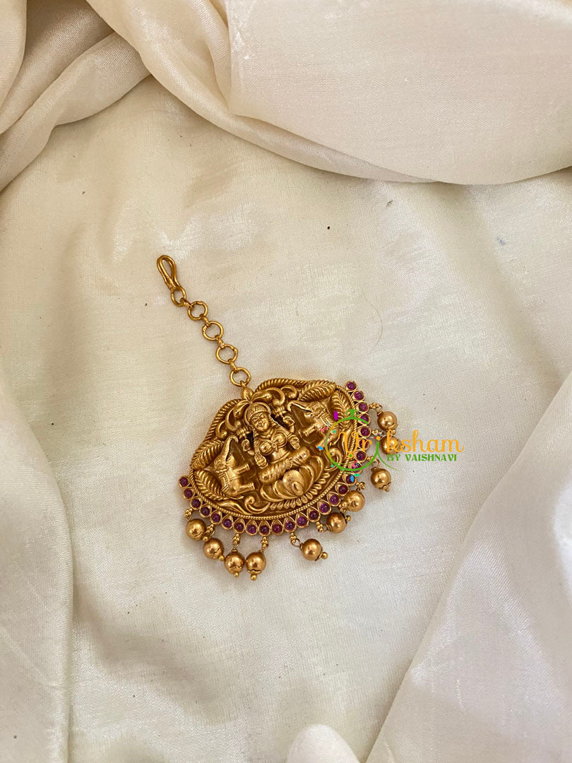 Premium AD Stone Lakshmi Short Maang Tikka -G8109