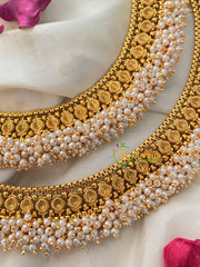 Gold Look Alike Bridal Anklets-Cluster Pearl-G4656